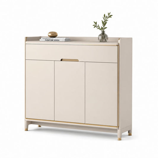 Scarpiera a 3 ante beige in pannelli MDF rettangolare 100 x 35 x 100 cm