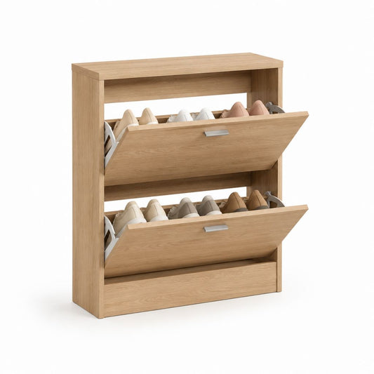 Scarpiera a 2 ante ribalta rovere chiaro in pannello truciolare 63 x 24 x 80 cm