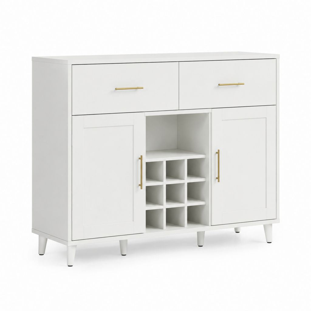Credenza da sala da pranzo bianca in MDF rettangolare 120 x 40 x 100 cm