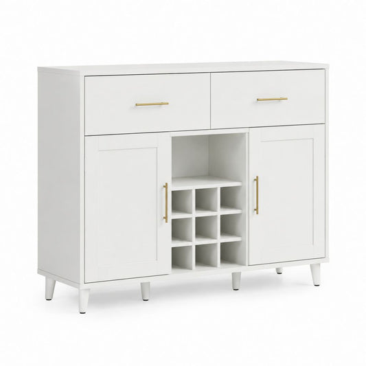 Credenza da sala da pranzo bianca in MDF rettangolare 120 x 40 x 100 cm