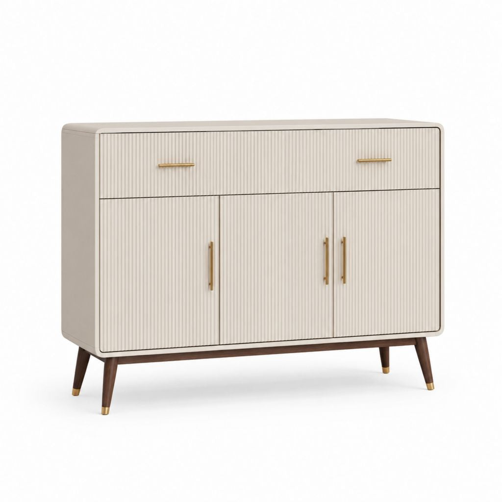 Credenza da sala da pranzo beige in MDF con 3 ante e 2 cassetti 120 x 40 x 90 cm