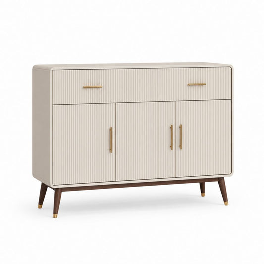 Credenza da sala da pranzo beige in MDF con 3 ante e 2 cassetti 120 x 40 x 90 cm